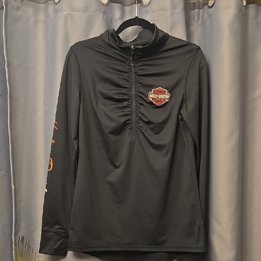 Authentic Harley-Davidson Black Long Sleeve Pullover Sz L
